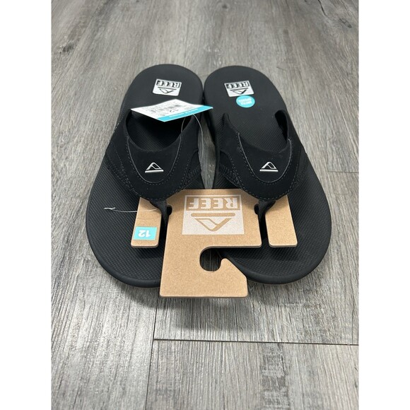 Reef Fanning Bottle Opener  Sandals T Post Strap Flip Flop Black Mens US 12 - Picture 8 of 9